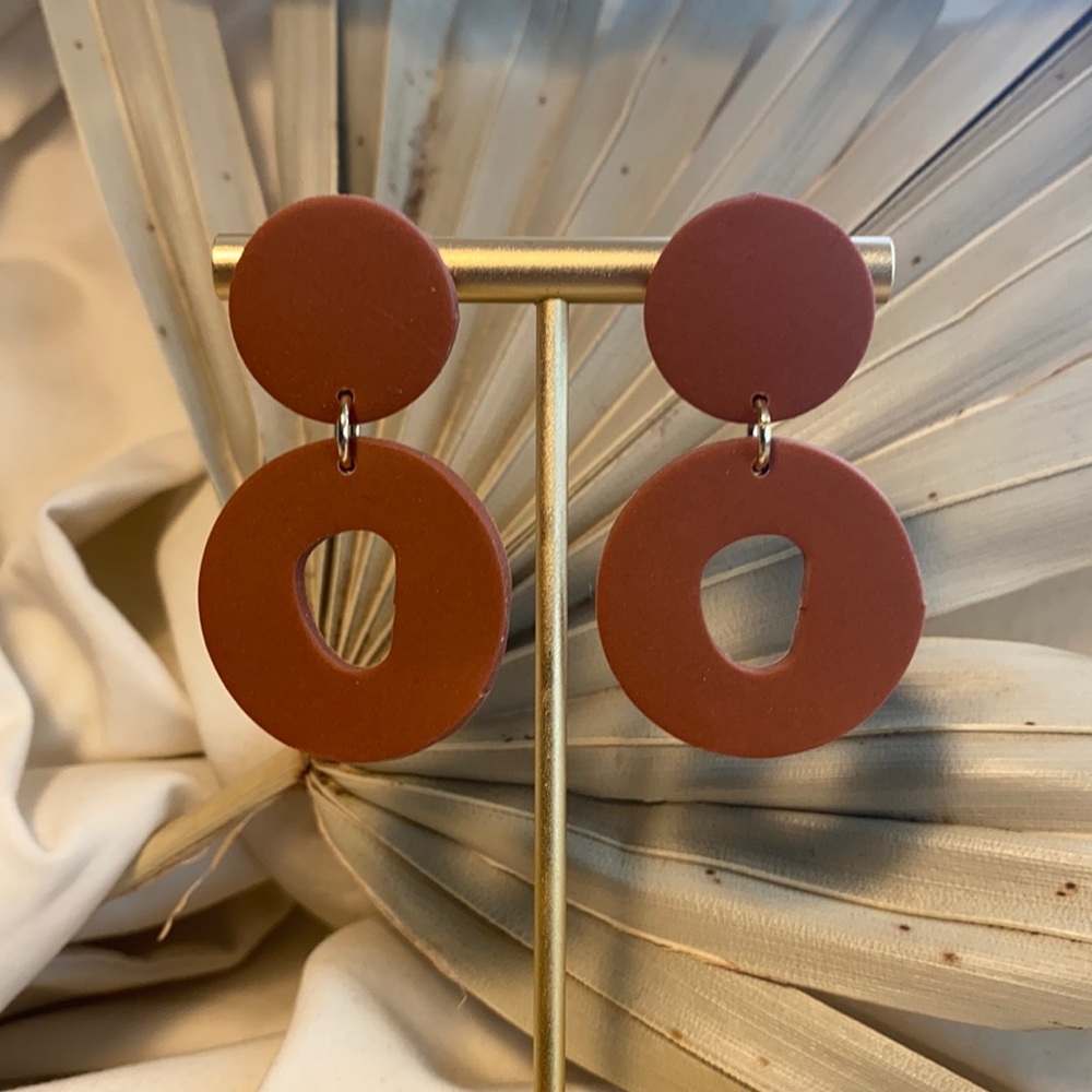 Cognac/Rust Polymer Clay Earrings